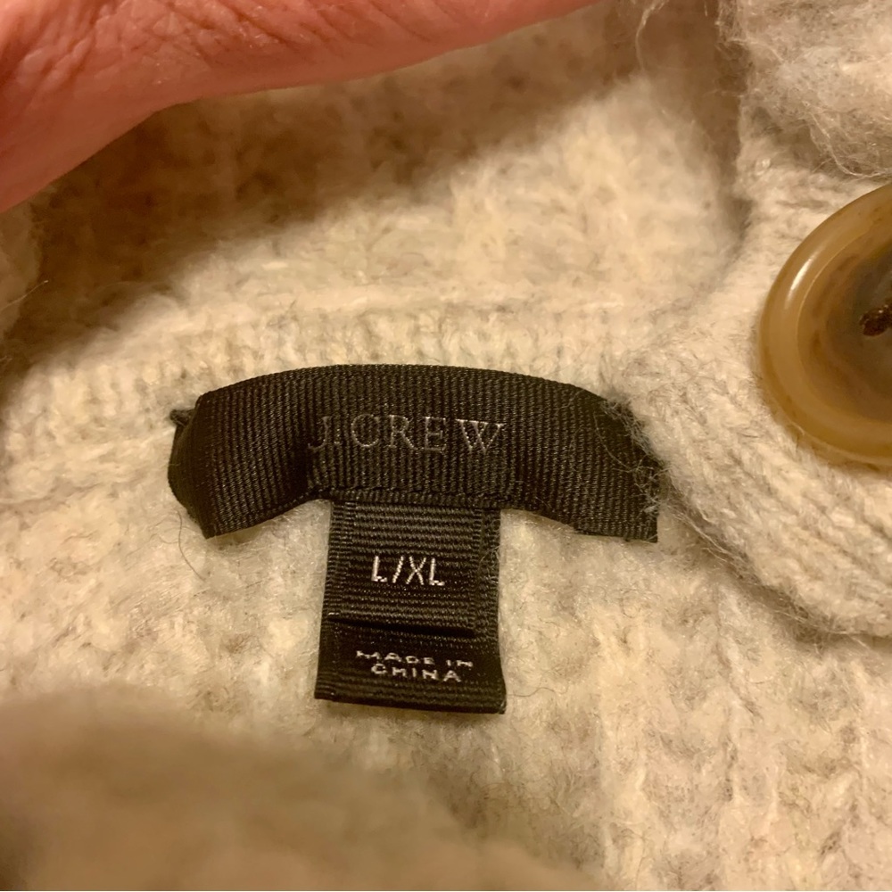 J. Crew Neutral Ribbed Button-Shoulder Poncho - Picture 9 of 12